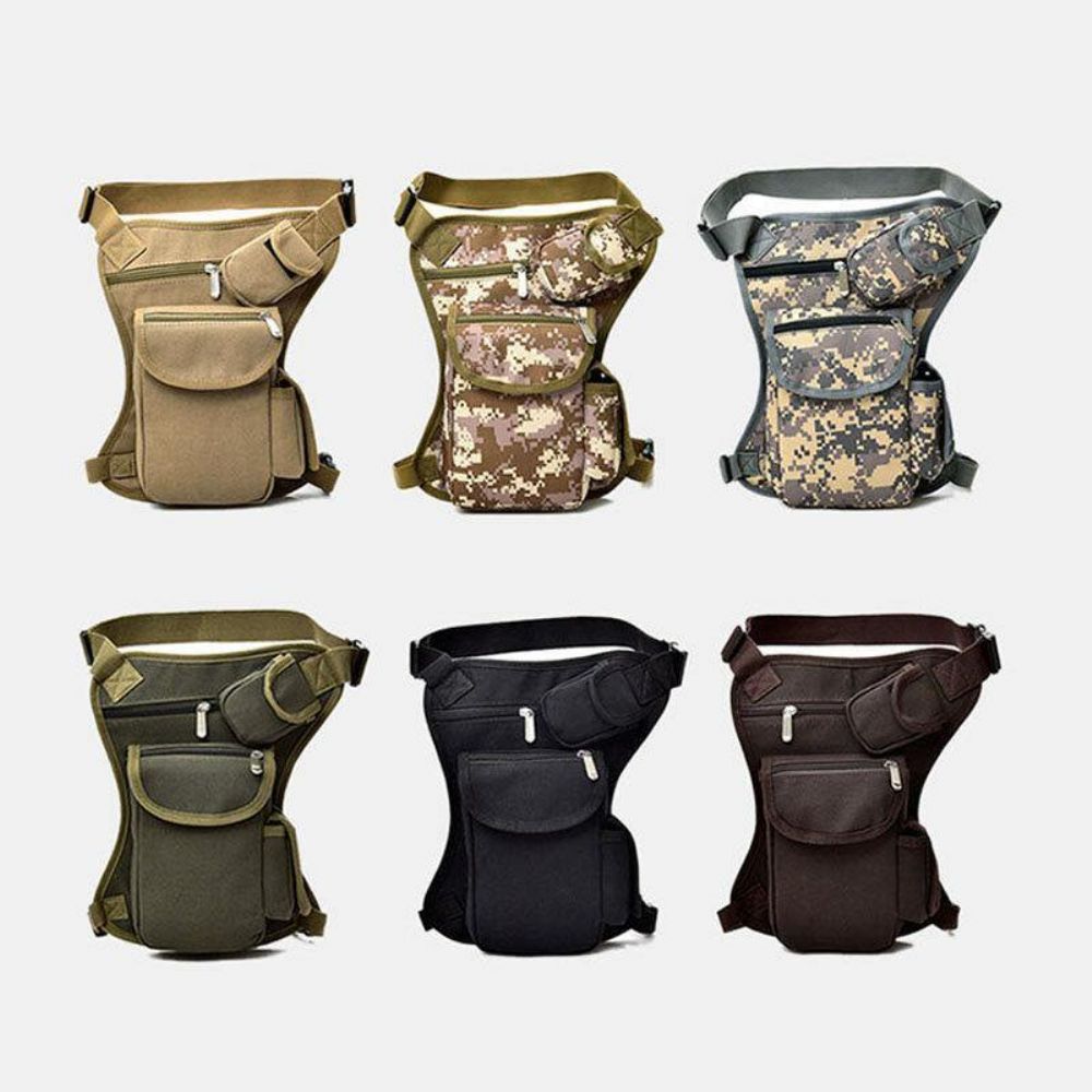 Männer Leinwand Camouflage Taktische Outdoor Multifunktions Lässige Reise Sport Angelausrüstung Tasche Gürteltasche Beintasche Für Reiten Radfahren