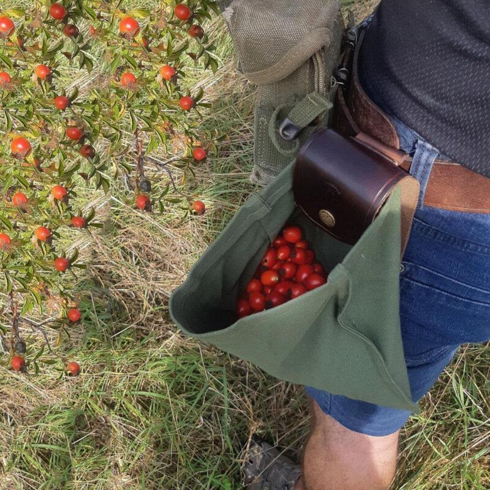 Männer Leinwand Echtes Leder Edc Faltbare Futtertasche Gürteltasche Geldbörse Obstpflücktasche Aufbewahrungstasche