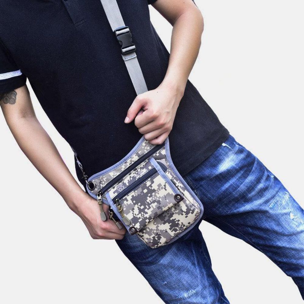 Männer Nylon Camouflage Tactical Outdoor Sport Multifunktions Wasserdichte Gürteltasche Beintasche Umhängetasche Zum Reiten