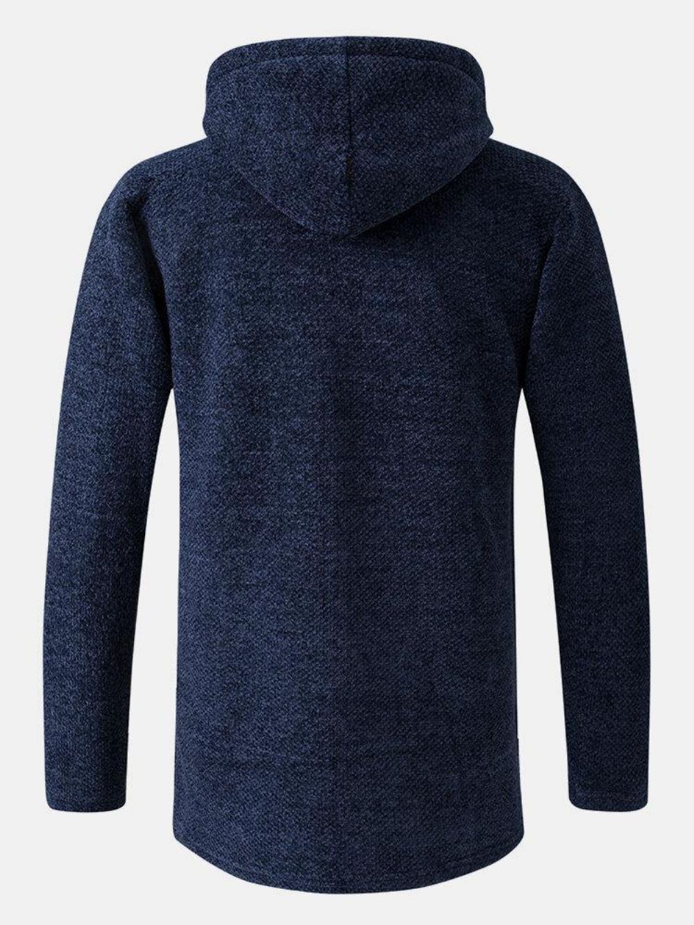 Einfarbiger Warmer Mittellanger Kapuzenpullover Mit Kordelzug Und Tasche Für Herren