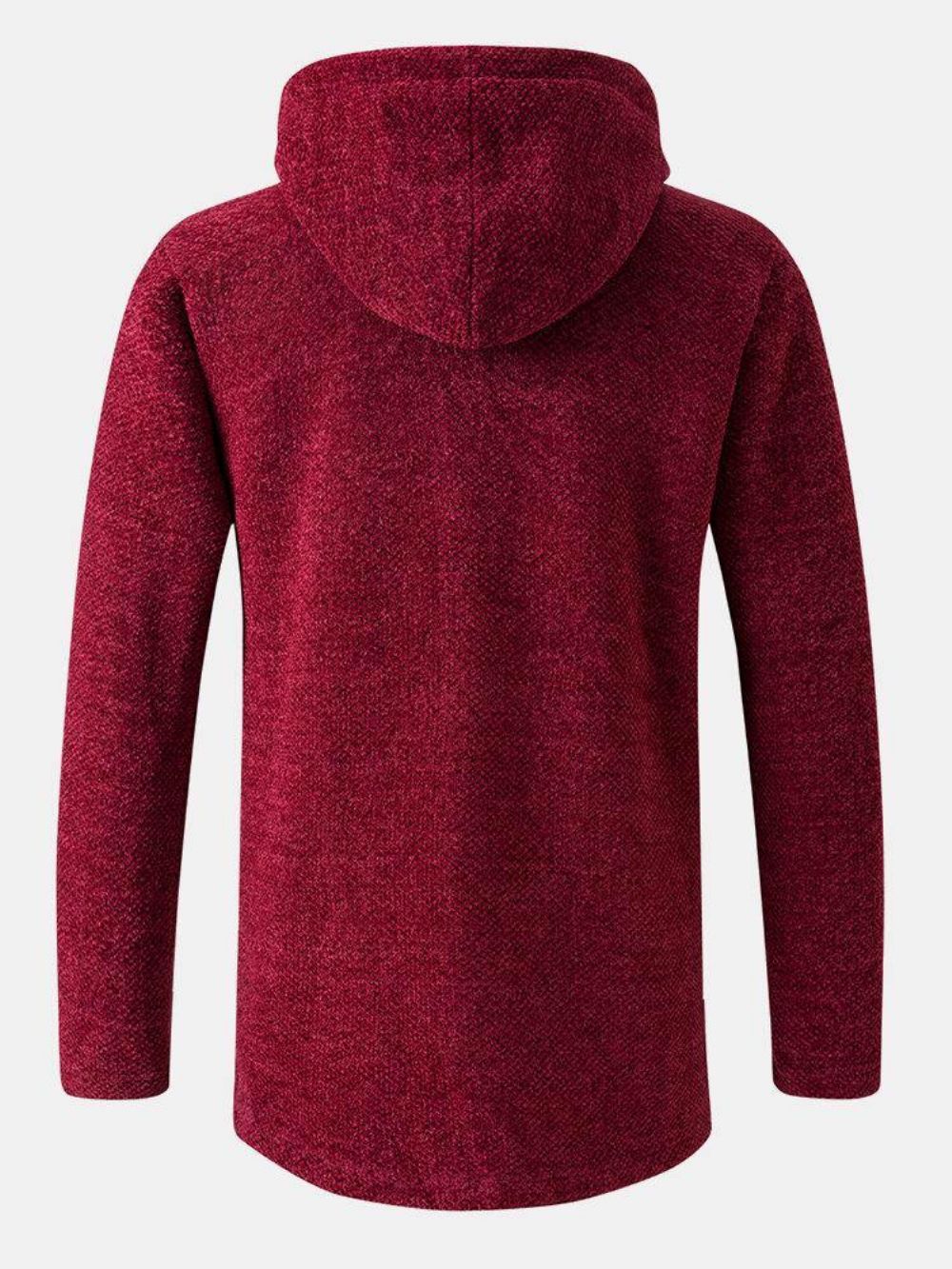 Einfarbiger Warmer Mittellanger Kapuzenpullover Mit Kordelzug Und Tasche Für Herren