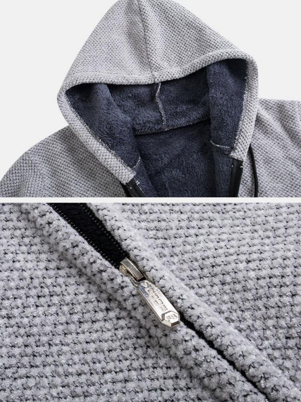 Einfarbiger Warmer Mittellanger Kapuzenpullover Mit Kordelzug Und Tasche Für Herren