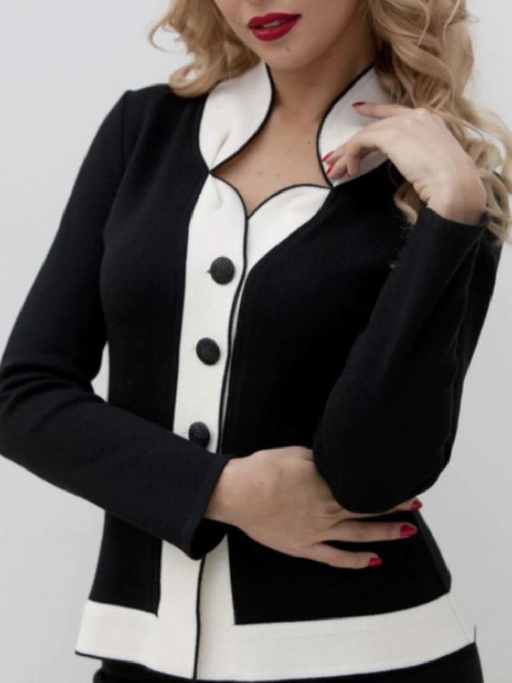 Elegante Jacke Im Vintage-Farbblockdesign