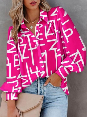 Bluse Mit Hemdkragen Und Urban Text Letters-Print