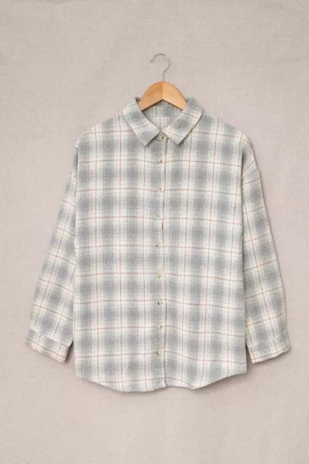 Box Plissee Kariertes Button-Down-Hemd