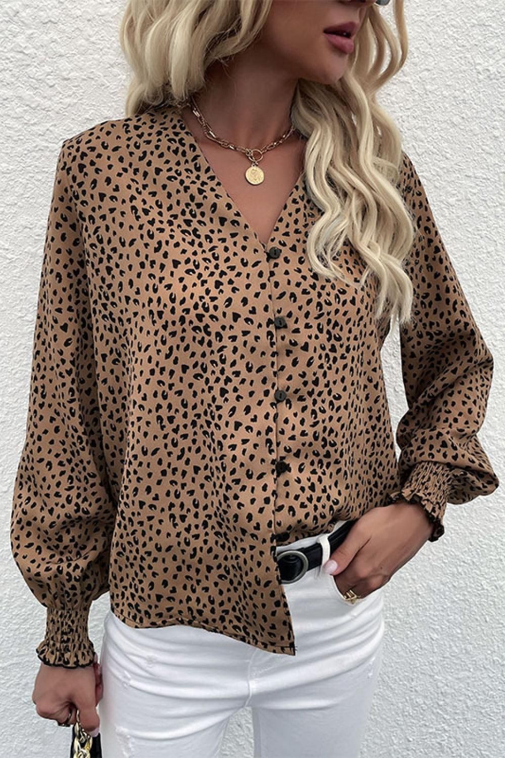 Button-Down-Hemd Mit Leopardenmuster