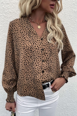 Button-Down-Hemd Mit Leopardenmuster