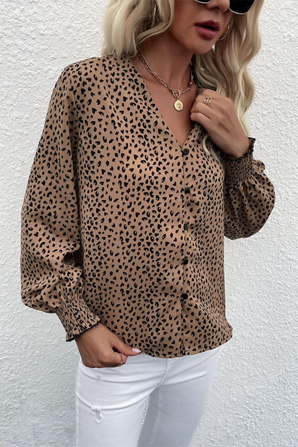 Button-Down-Hemd Mit Leopardenmuster