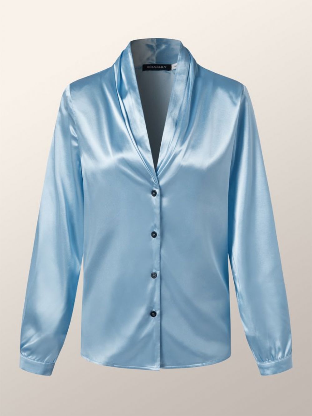 Frühling V-Ausschnitt Satin Work Date Daily Langarmshirts