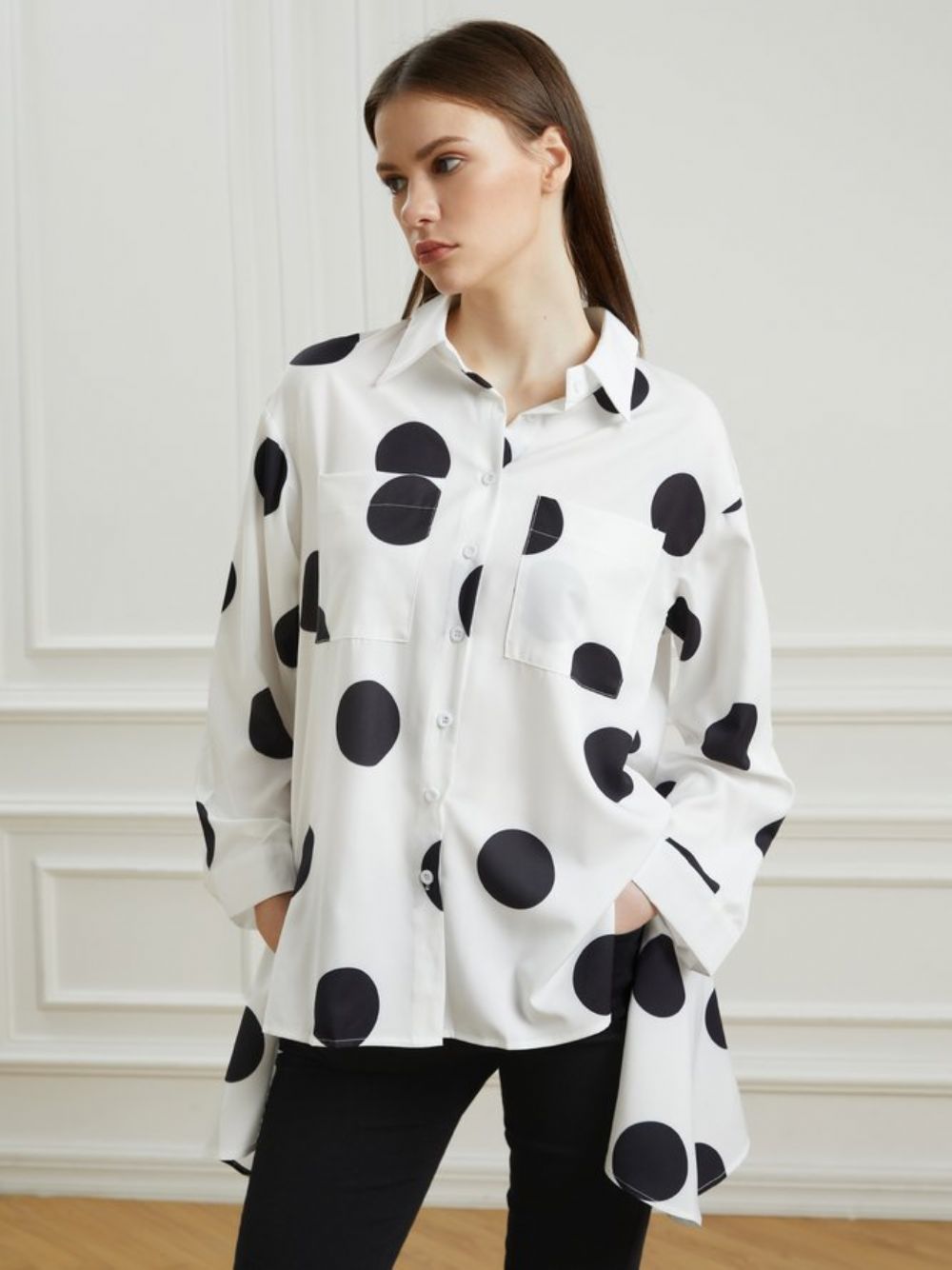 Hemdkragen Polka Dots Shift Elegantes Top