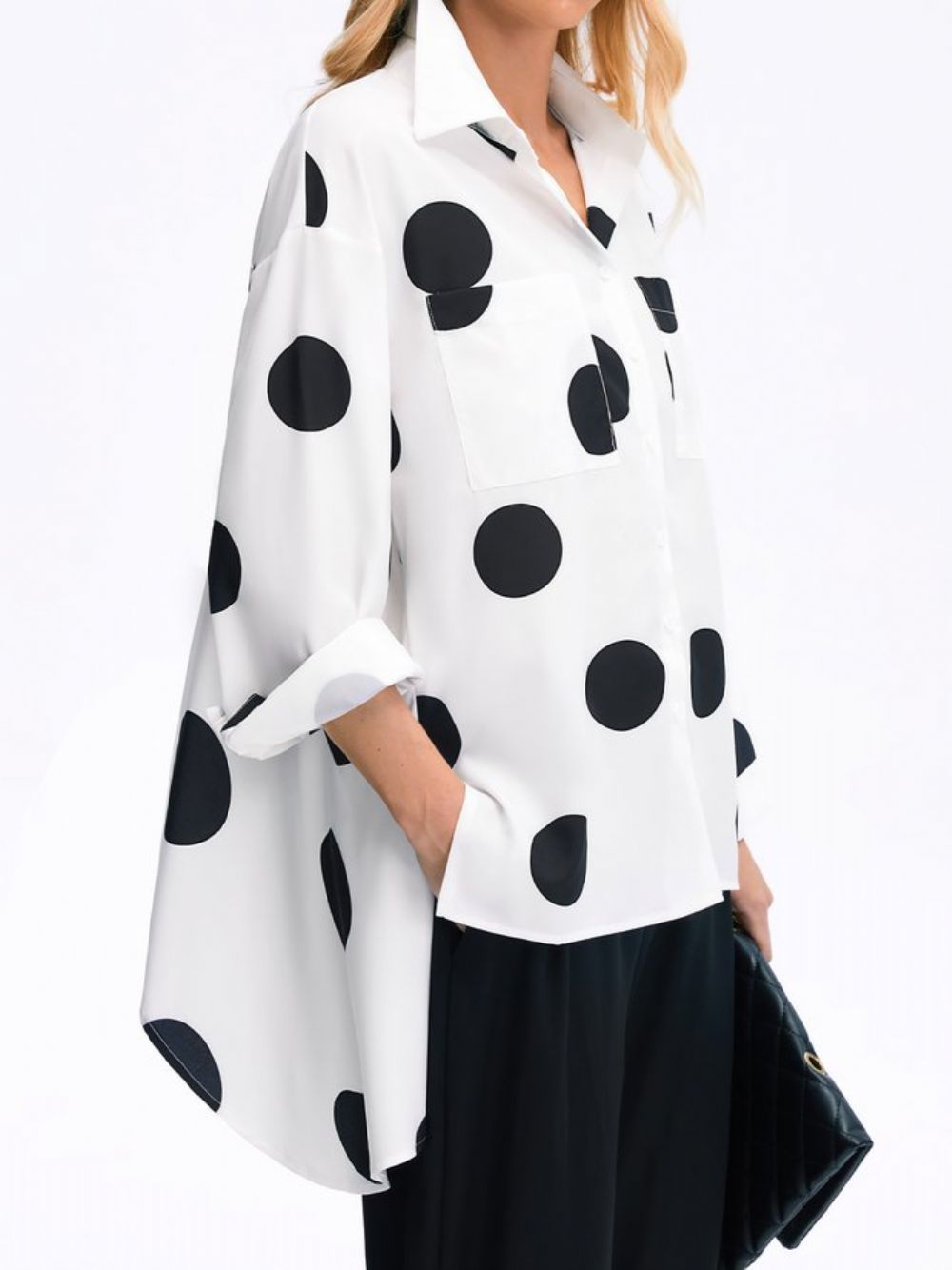 Hemdkragen Polka Dots Shift Elegantes Top