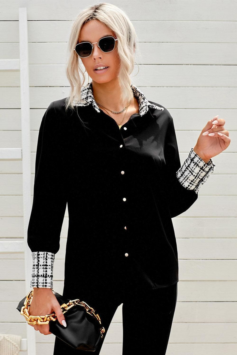 Kariertes Hemd Mit Button-Down-Kragen