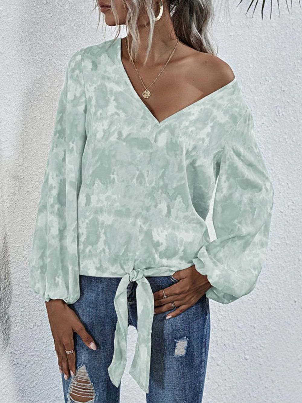 Lässiges Dip-Dyed Shift Top Mit V-Ausschnitt