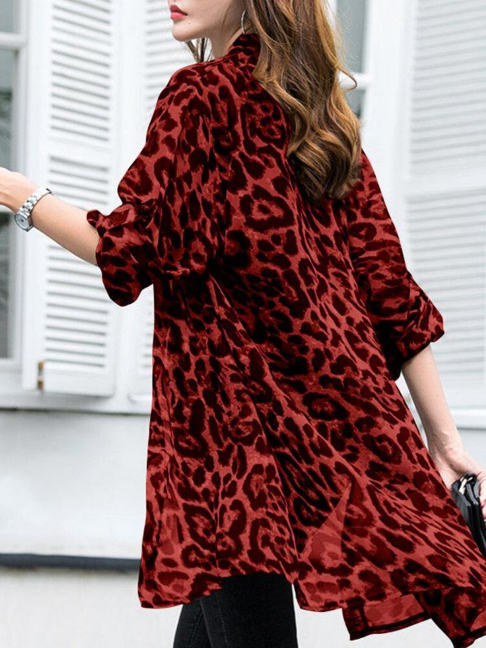 Langärmlige Dünne Leichte Chiffon-Leopard-Freizeit-Strickjacke Für Frauen