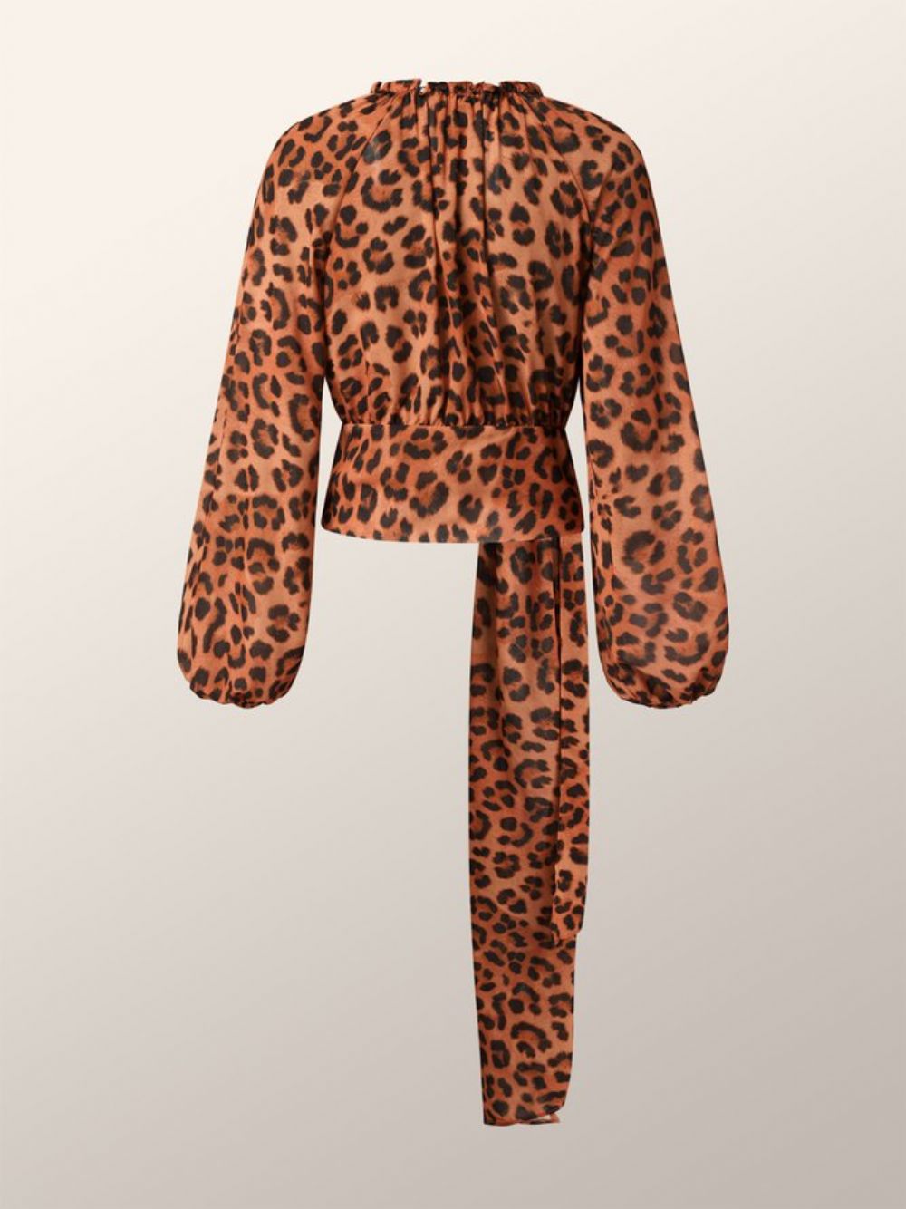 Langarm Fit Leopard Urban Chiffon Top Mit Hoher Taille