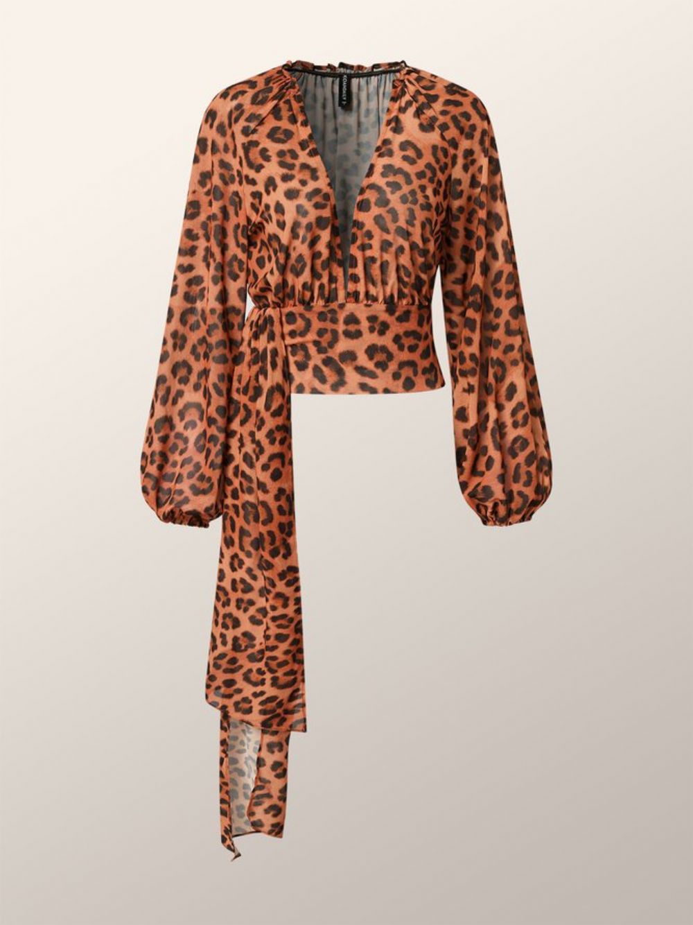 Langarm Fit Leopard Urban Chiffon Top Mit Hoher Taille