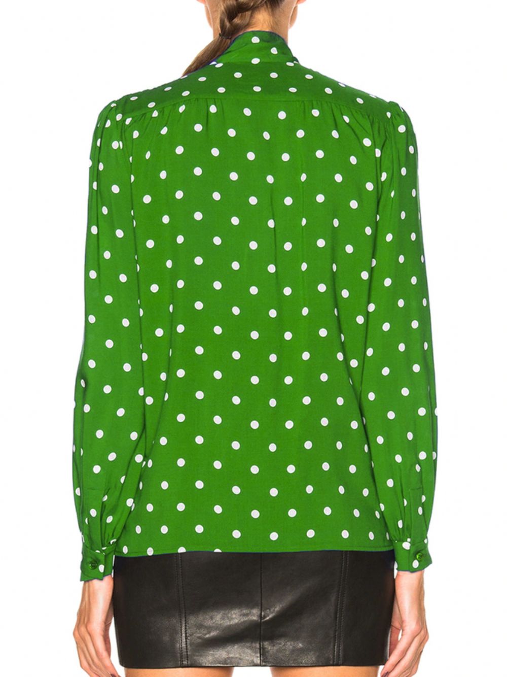 Langarm Polka Dots Lose Elegante Stehkragenblusen