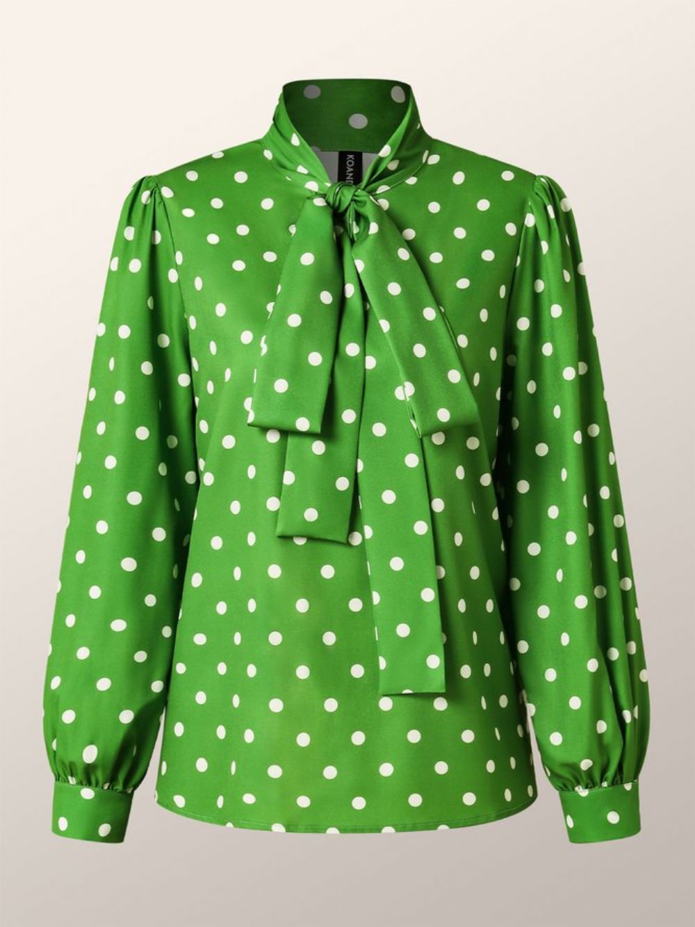 Langarm Polka Dots Lose Elegante Stehkragenblusen