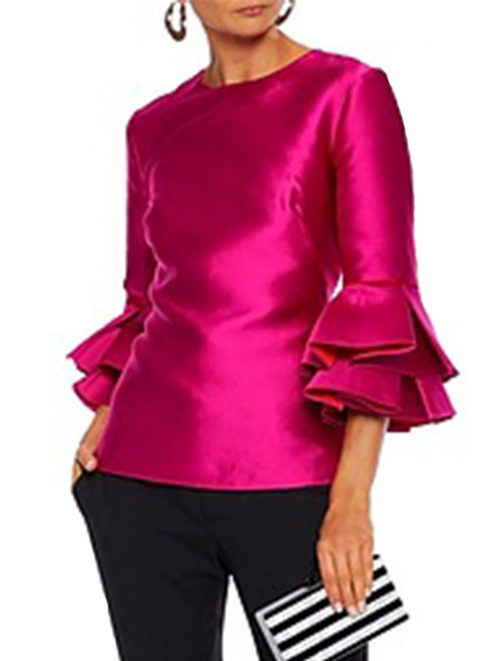 Mantel Elegantes Rundhalsausschnitt Solid Top