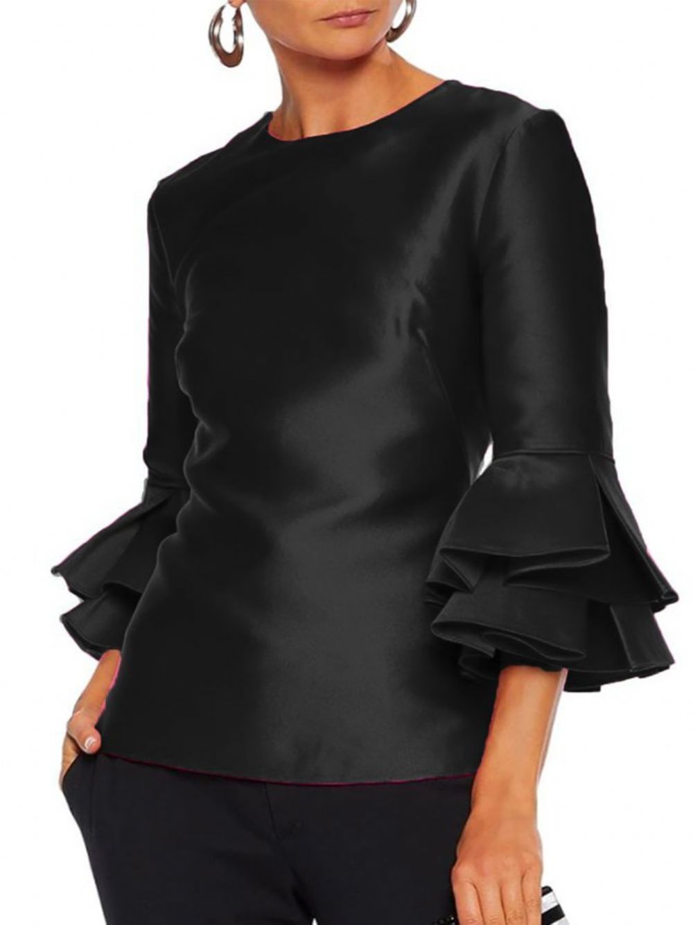 Mantel Elegantes Rundhalsausschnitt Solid Top