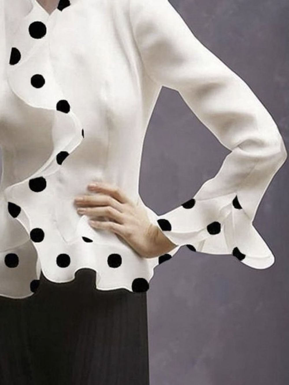 Regular Fit Elegante Polka Dots Langarmbluse