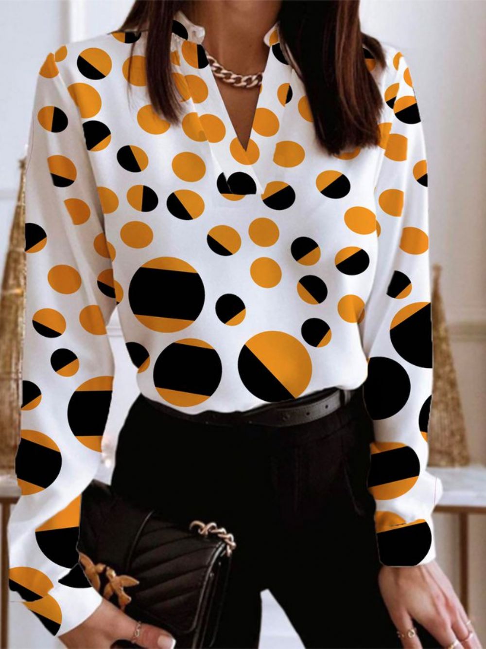 Tägliches Langärmliges Urban Polka Dots Regular Fit Top