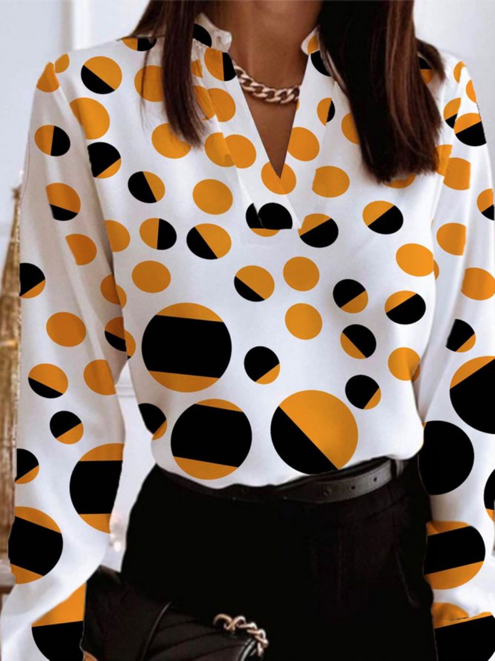 Tägliches Langärmliges Urban Polka Dots Regular Fit Top