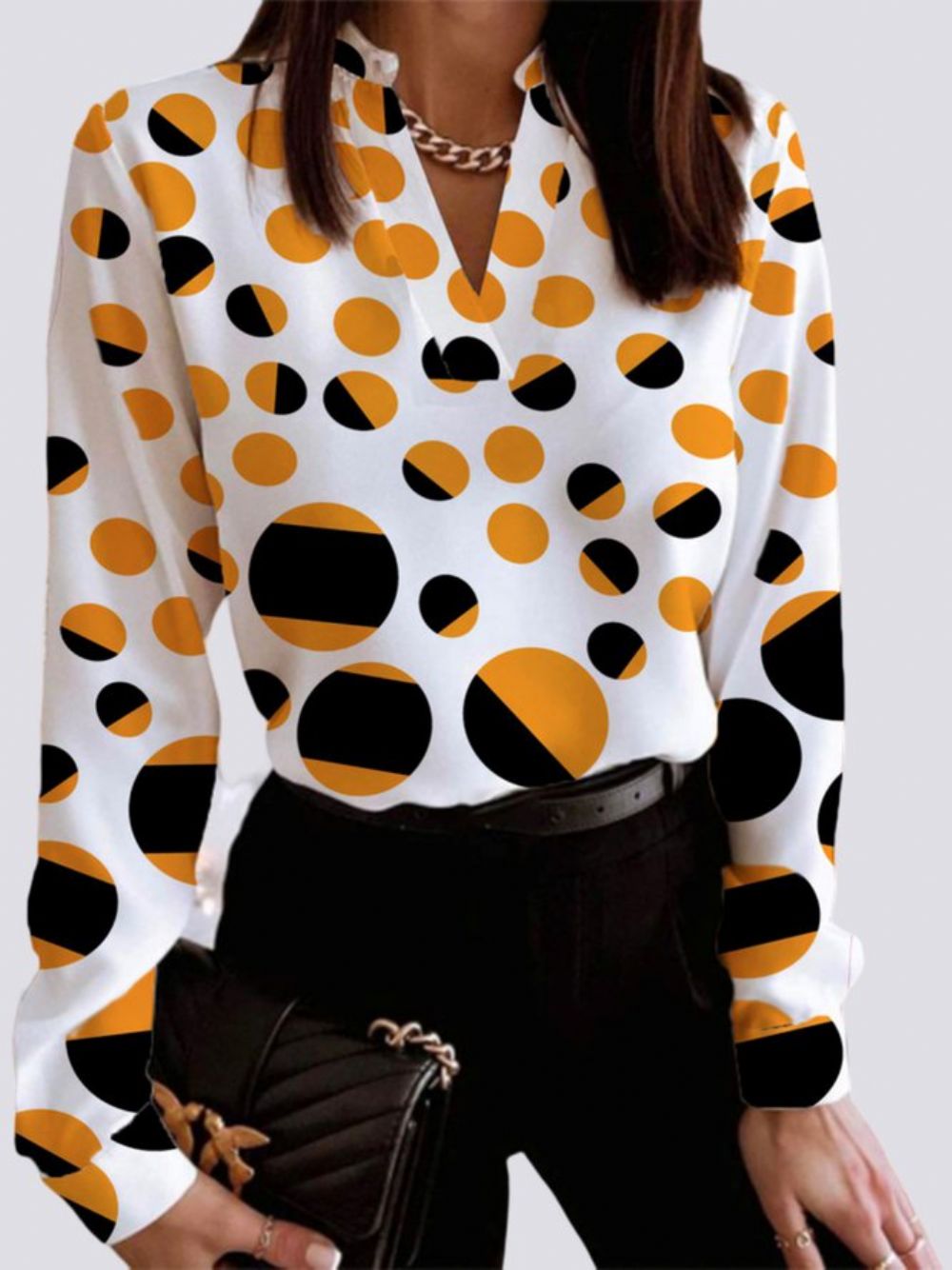 Tägliches Langärmliges Urban Polka Dots Regular Fit Top