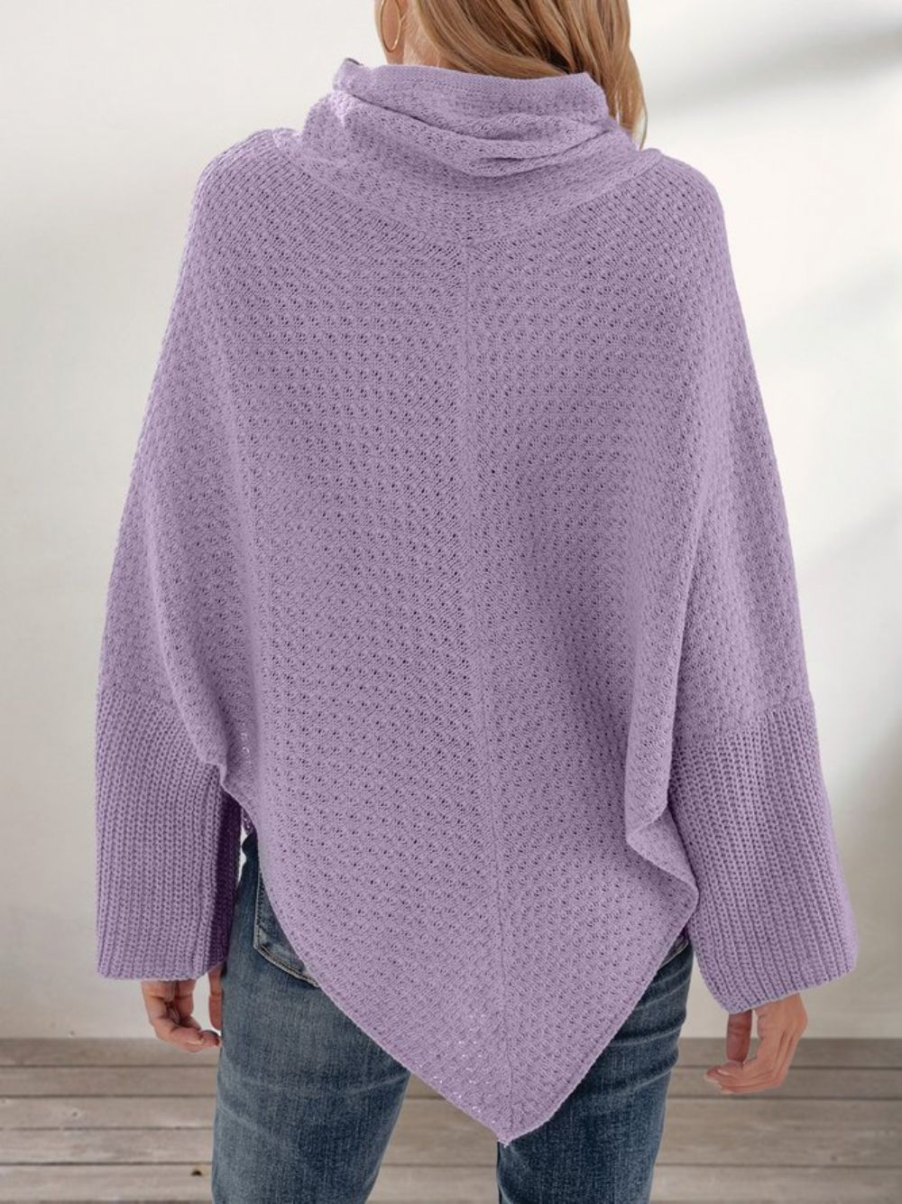 Lässiger Pullover Mit Langen Ärmeln Aus Lilafarbenem Acryl