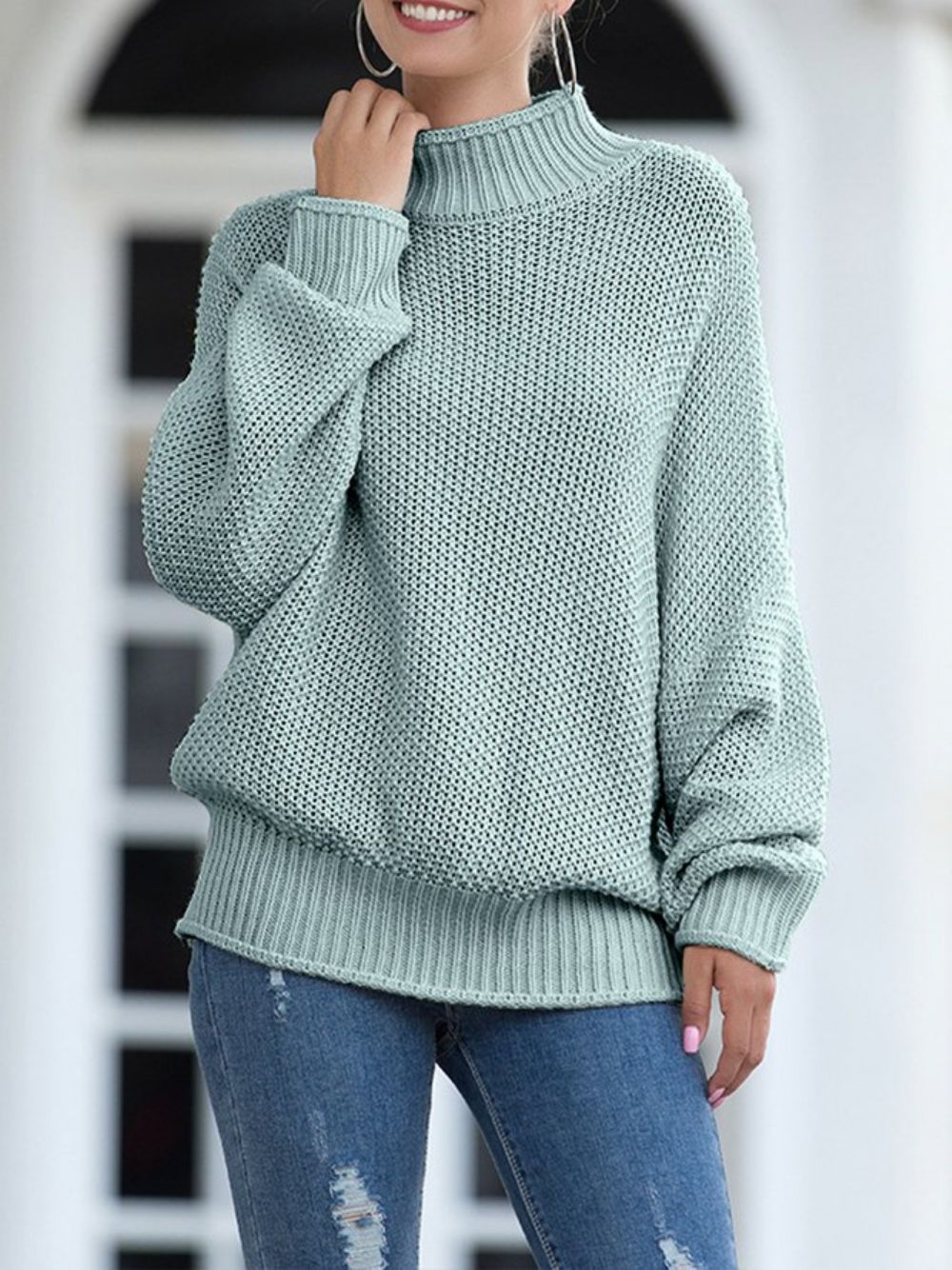 Lässiger Strickpullover Mit Langen Ärmeln