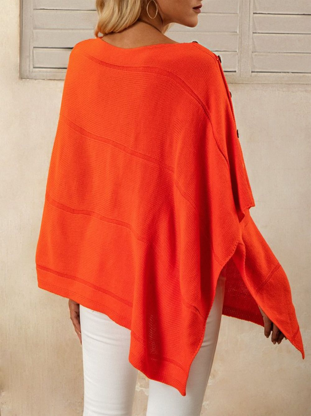 Orange Tc Lässiger Cape-Pullover