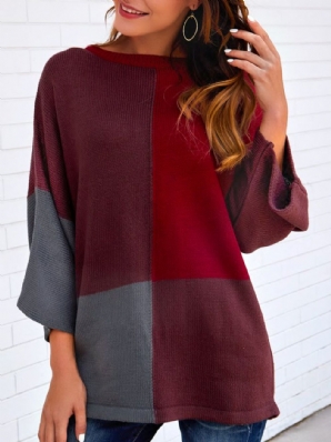 Roter Lässiger Fester Pullover Mit Langen Ärmeln