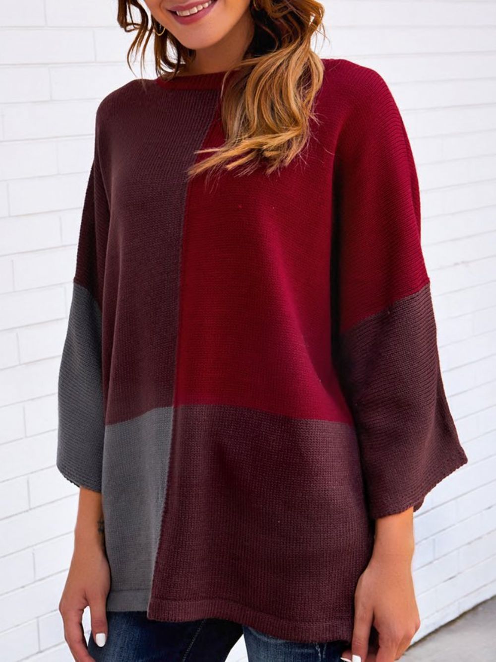 Roter Lässiger Fester Pullover Mit Langen Ärmeln