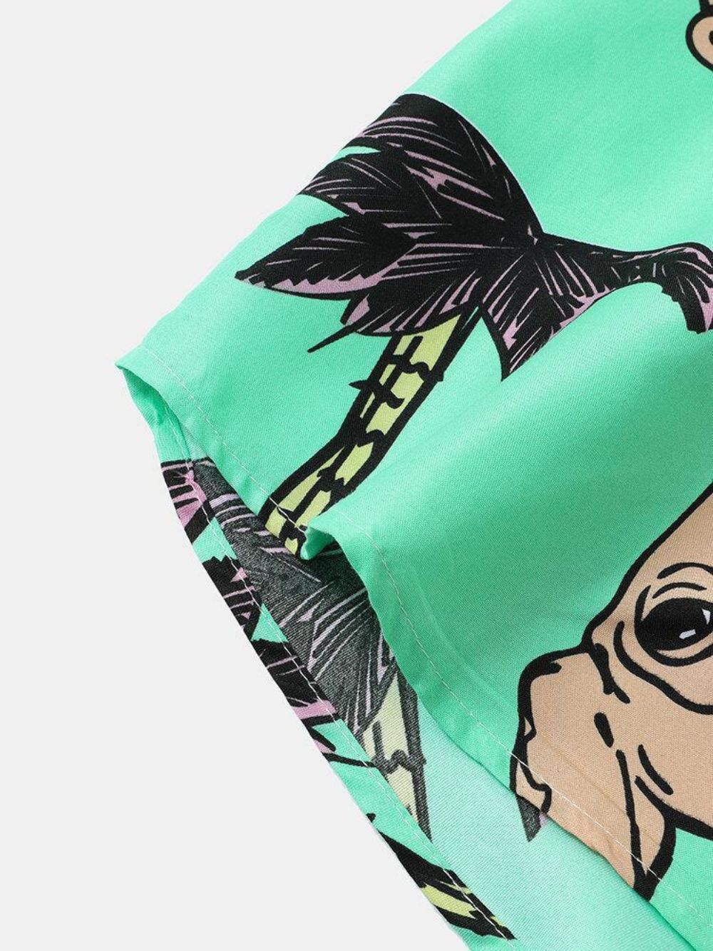 Hawaii Holiday Cartoon Dog & Coconut Tree Print Shirts Für Herren