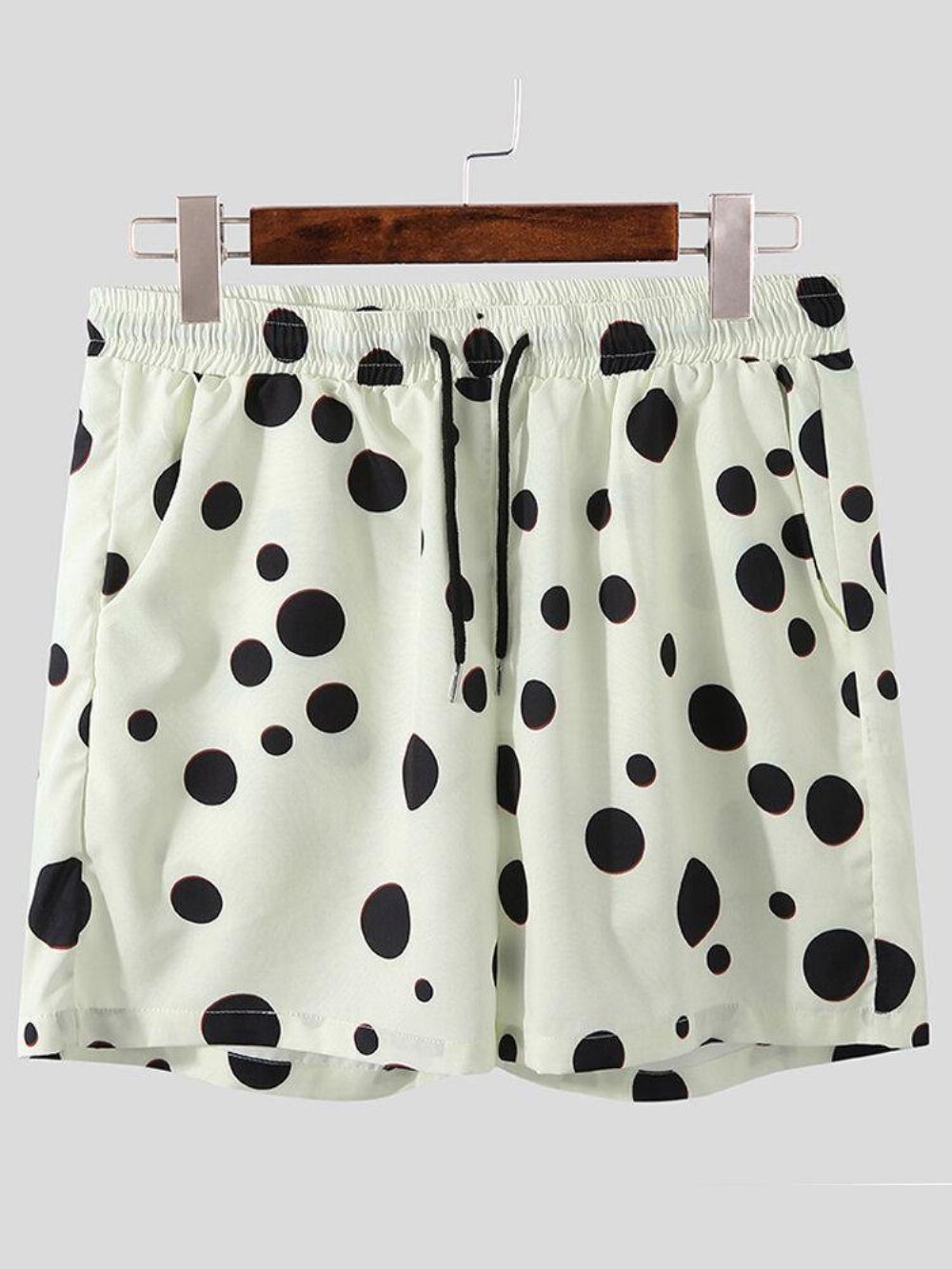 Herren Polka Dot Print Revers Kordelzug Shorts Freizeithemden Shorts