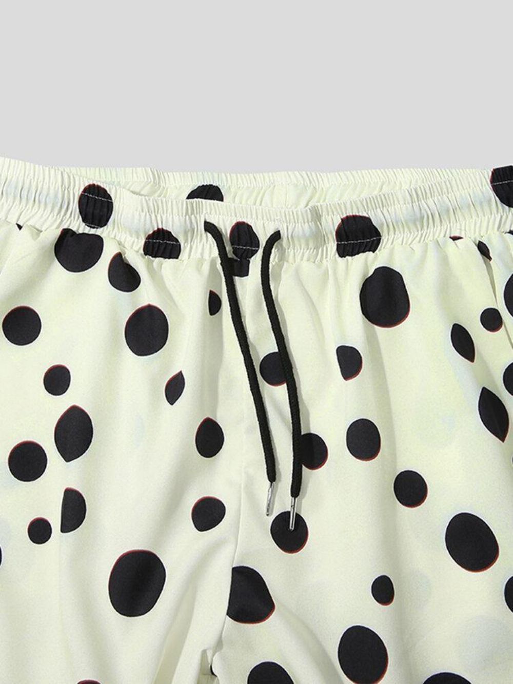 Herren Polka Dot Print Revers Kordelzug Shorts Freizeithemden Shorts