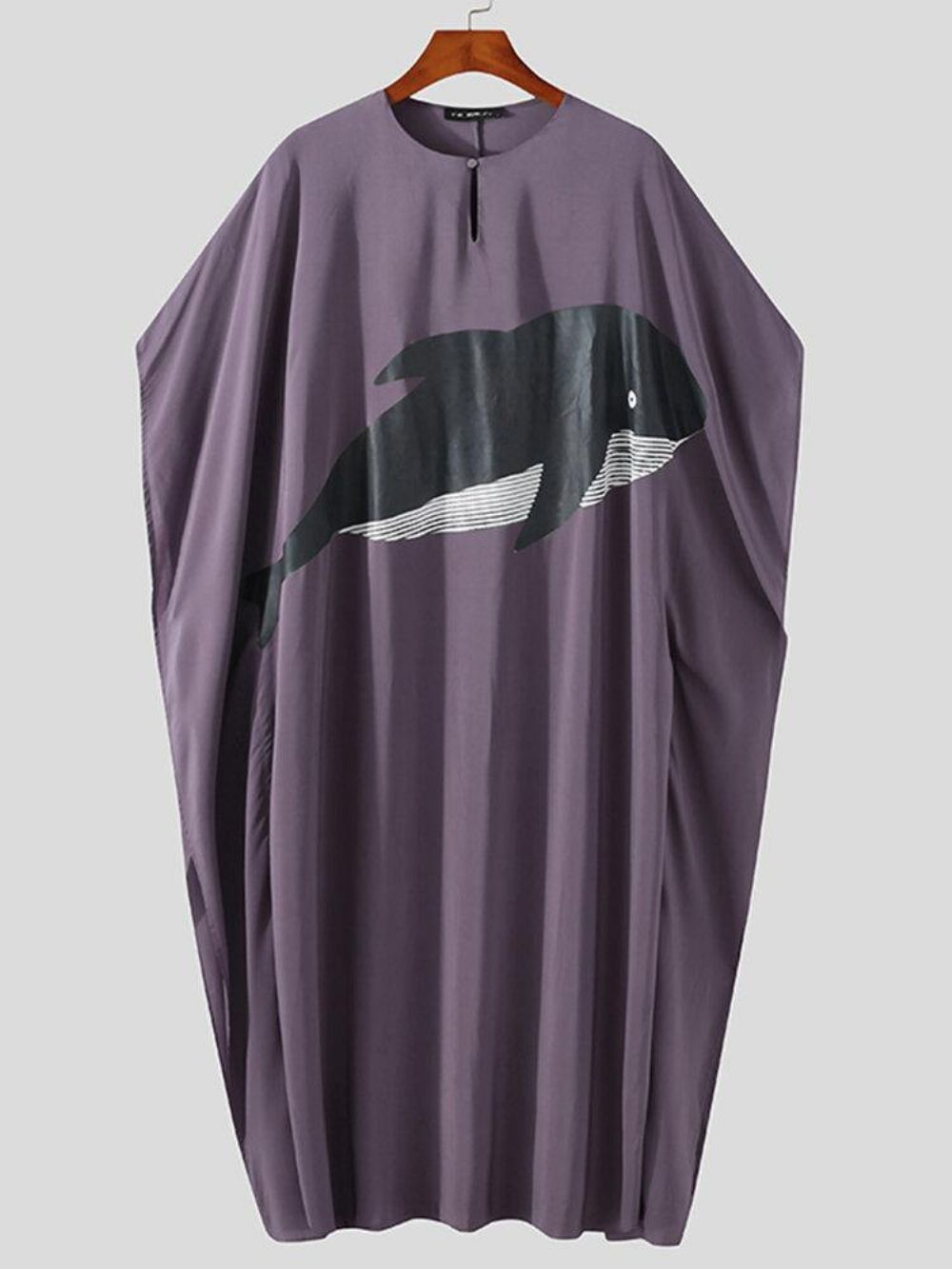 Lässiger Poncho-Kaftan Für Herren Mit Wal-Print Und Knopfleiste