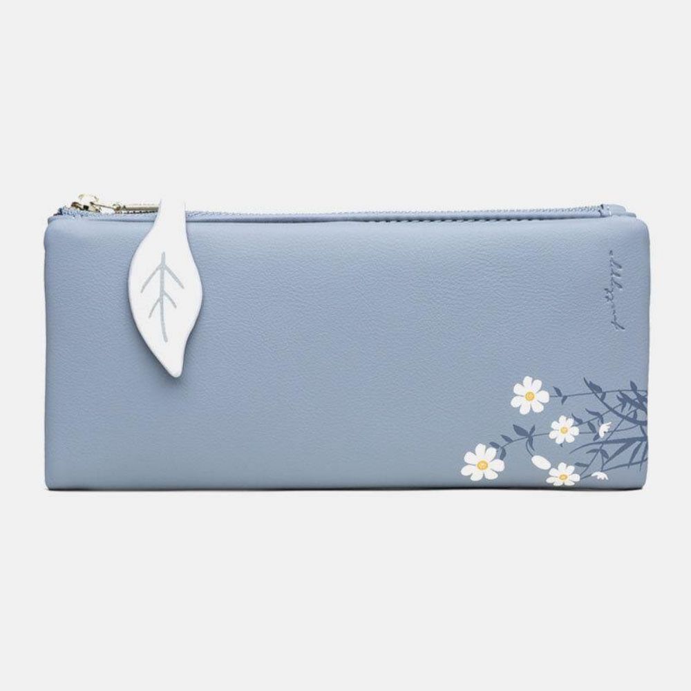 Frauen 13 Kartenfächer Bifold Flower Printed Long Wallet Clutches Bag