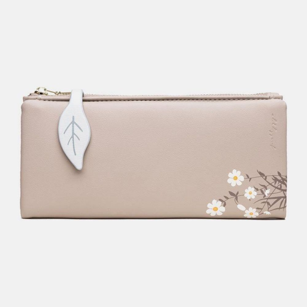 Frauen 13 Kartenfächer Bifold Flower Printed Long Wallet Clutches Bag