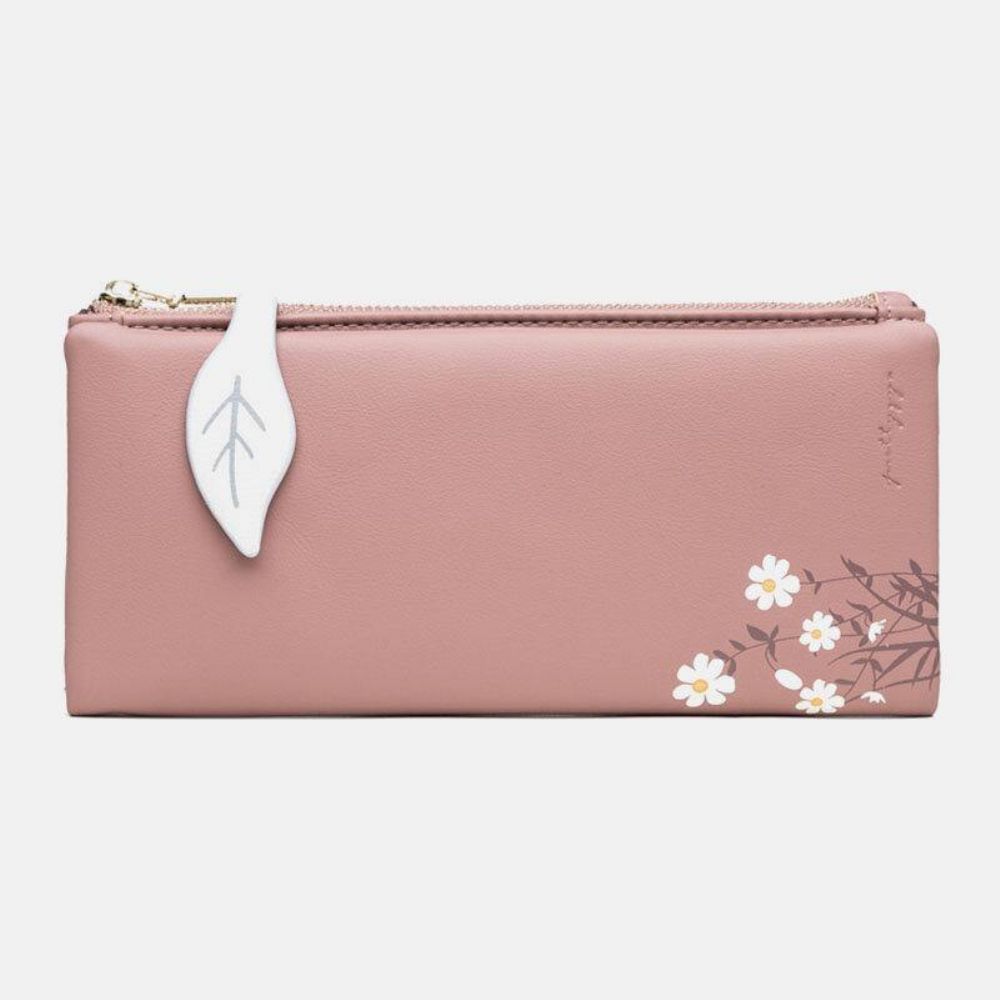 Frauen 13 Kartenfächer Bifold Flower Printed Long Wallet Clutches Bag