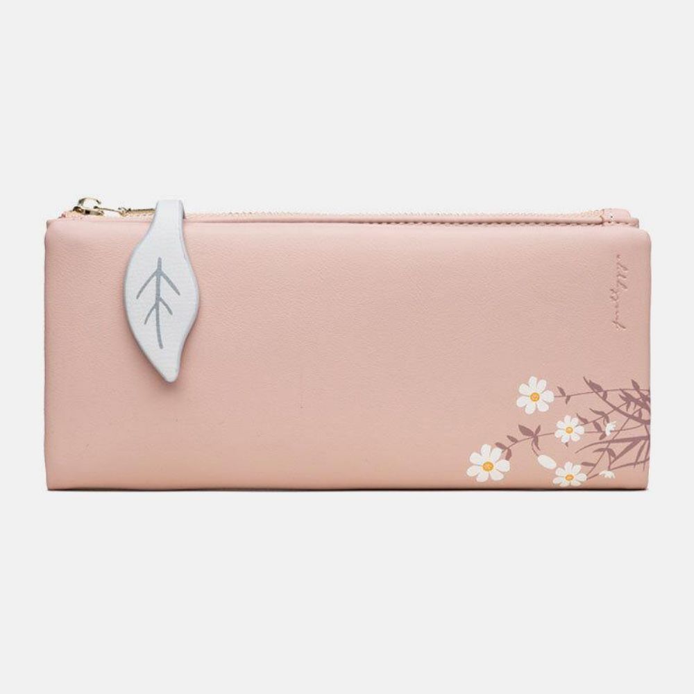 Frauen 13 Kartenfächer Bifold Flower Printed Long Wallet Clutches Bag