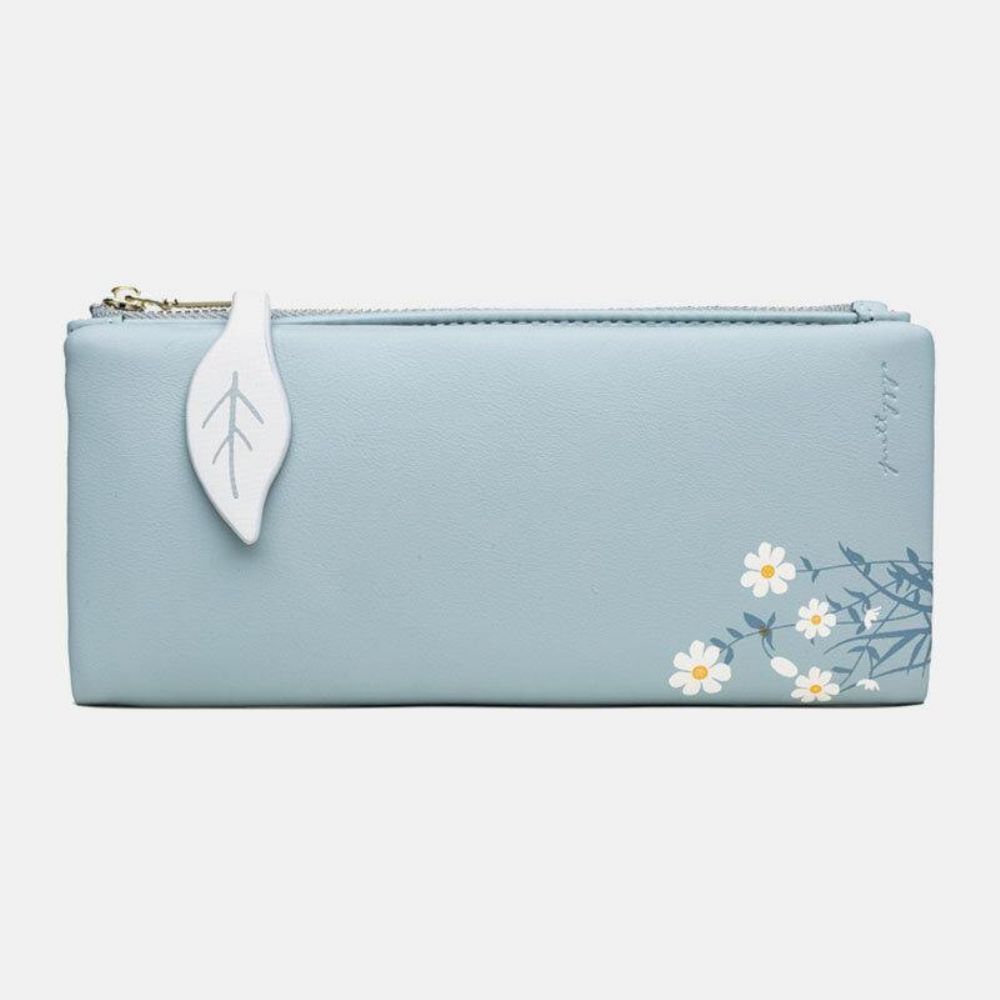 Frauen 13 Kartenfächer Bifold Flower Printed Long Wallet Clutches Bag