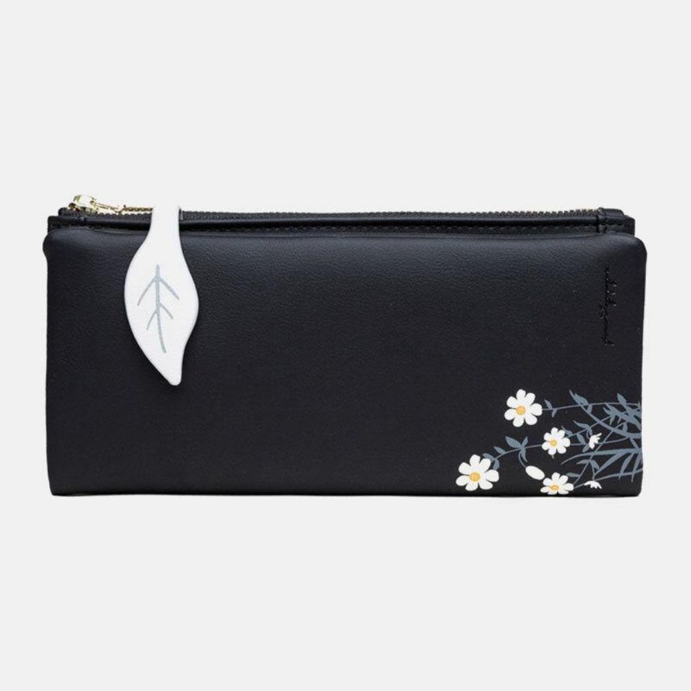 Frauen 13 Kartenfächer Bifold Flower Printed Long Wallet Clutches Bag