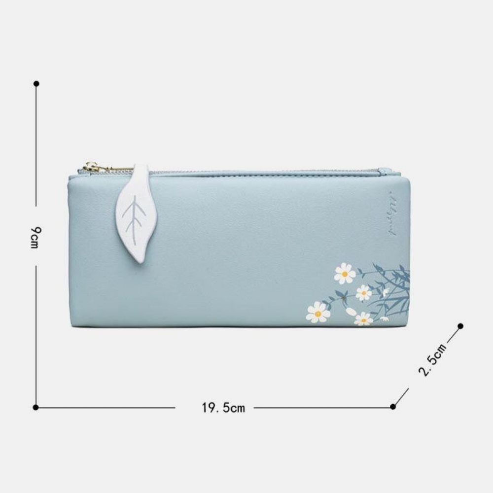 Frauen 13 Kartenfächer Bifold Flower Printed Long Wallet Clutches Bag